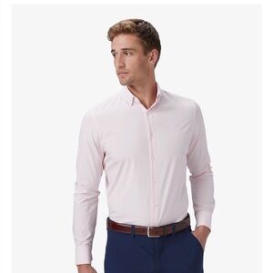 Mizzen+Main Leeward Performance Dress Shirt Pink XL Classic Fit Wrinkle Free